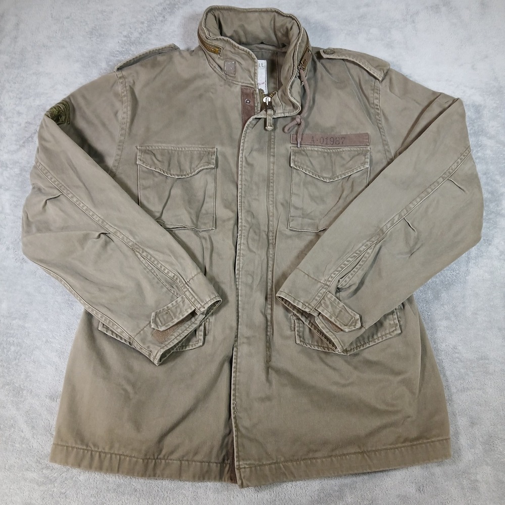 Aeropostale Field Jacket Mens XL M-65 Military Green Stowaway Hoodie Y2K
